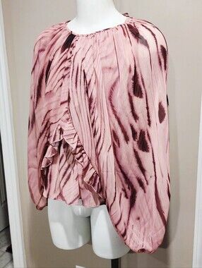 NWOT ASOS DESIGN Ruffle Detail Cape Sleeve Chiffon Top Size 14